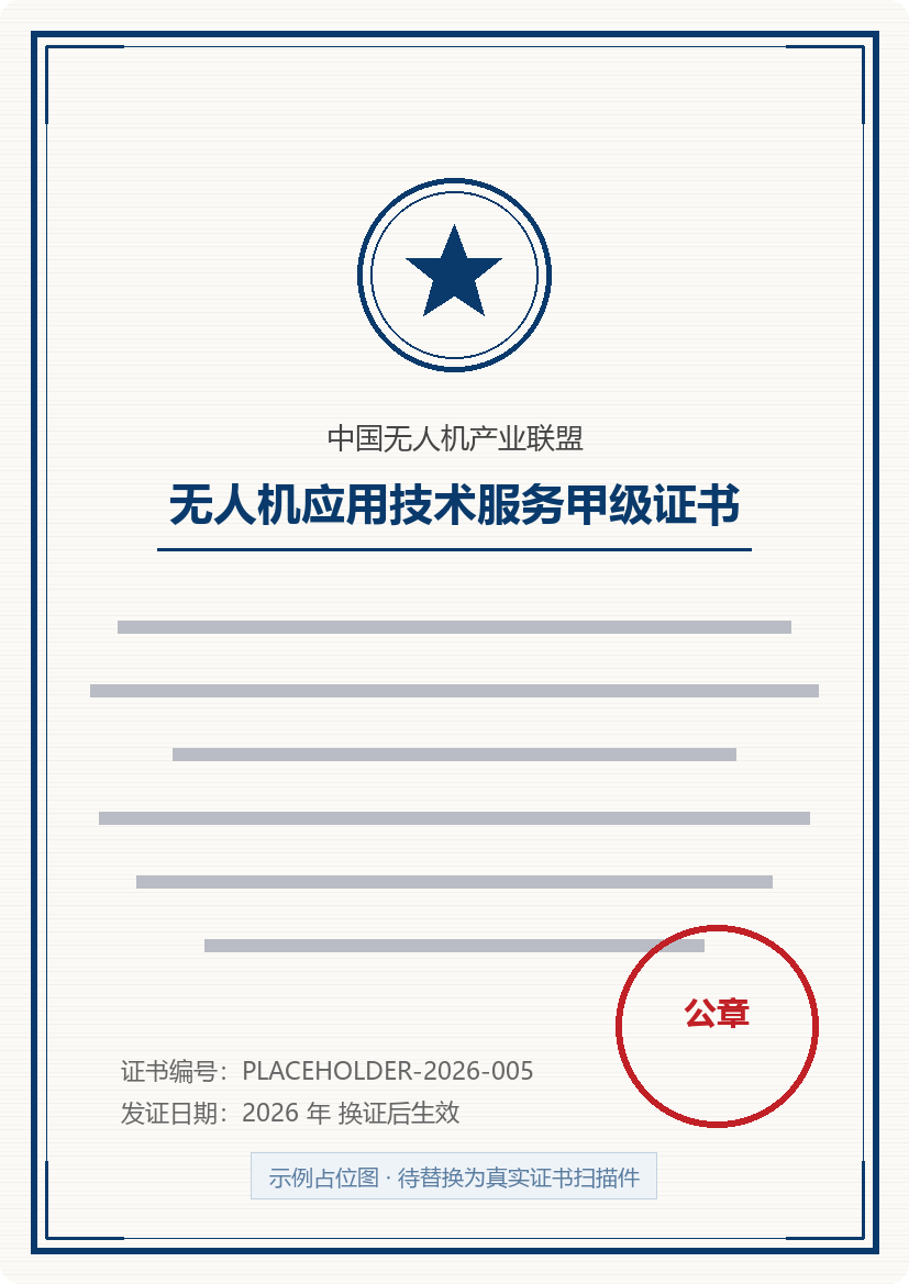 无人机应用技术服务甲级证书